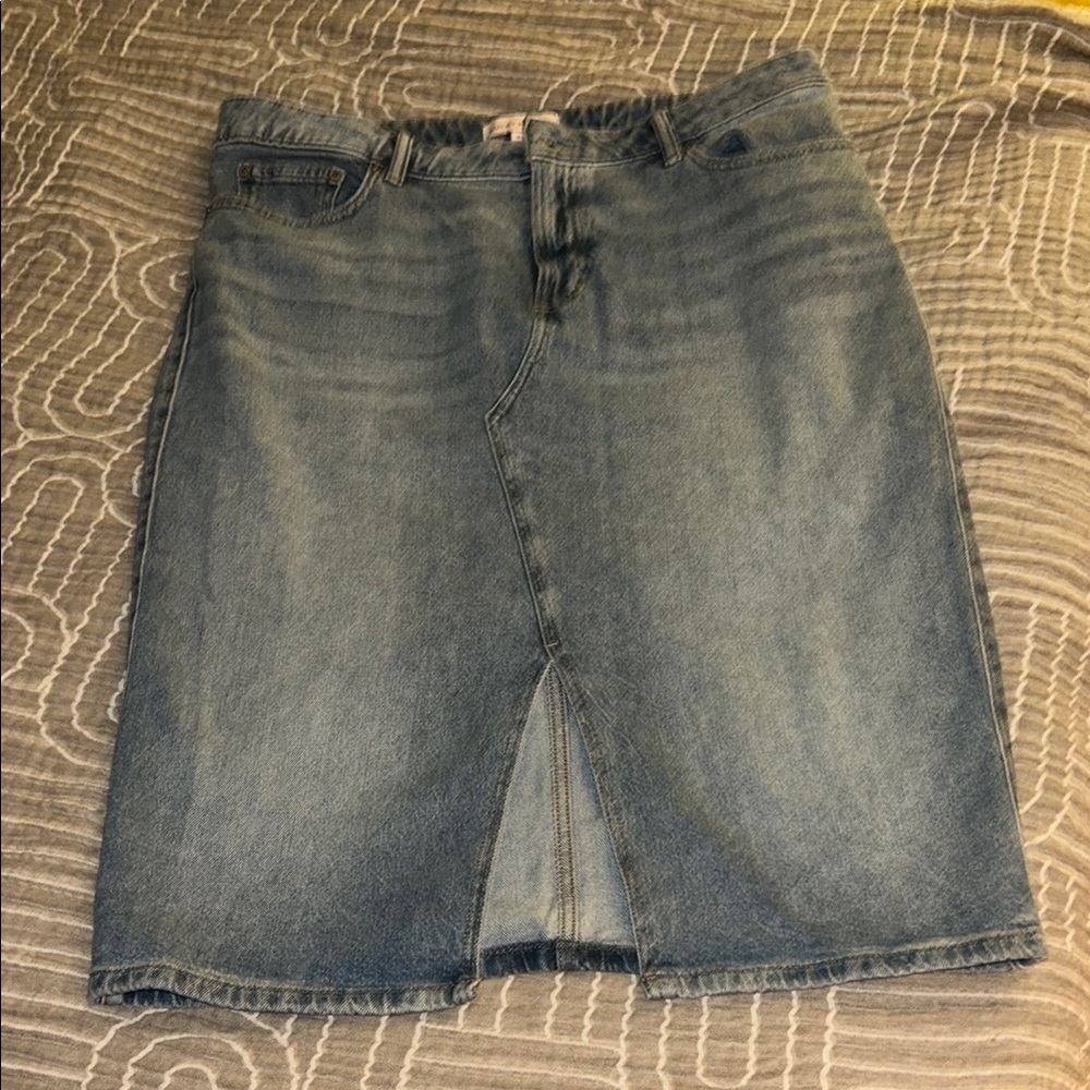 Lucky Brand Blue Pencil Midi Skirt with Slit